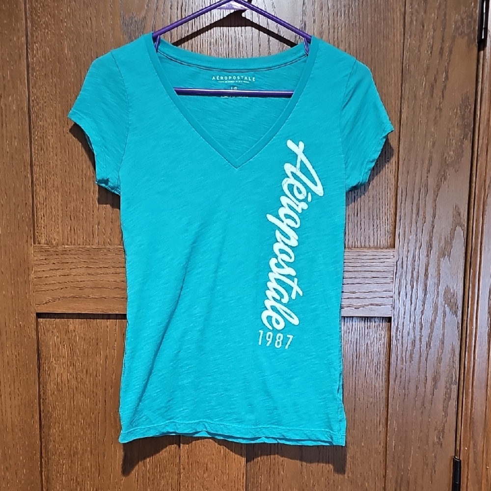 Aeropostale Turquoise V-Neck Tee